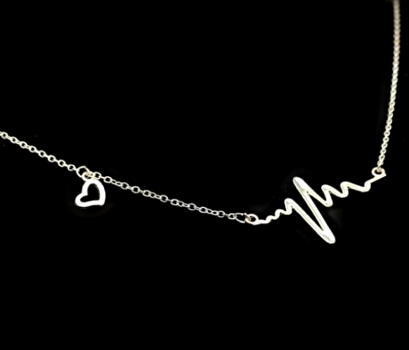 Collar Ritmo vital Onda Electrocardiograma + Charm de corazón